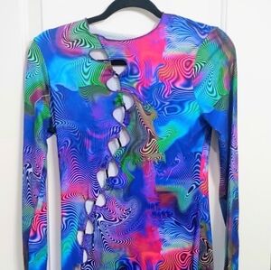 New SHEIN Multicolor Long Sleeve Dress with Cutout Design